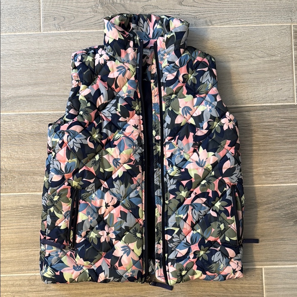 Vera Bradley Pink and Blue Floral Puffer Vest